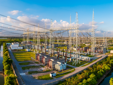 An aerial view of a power station.